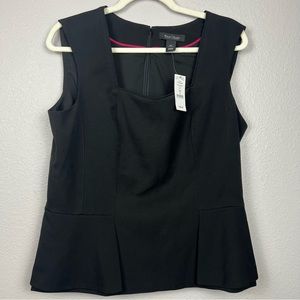 White House Black Market Classic Black Peplum Blouse